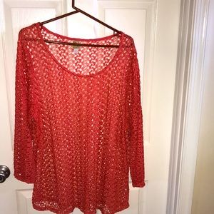 Pointelle Coral Light Weight Sweater